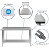image:imageFlash Furniture 48x24 in Stainless Steel Prep Table  NSF Certified 18 Gauge Galvanized Steel Adjustable Undershelf24 x 60 with Backsplash