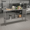 image:imageFlash Furniture 48x24 in Stainless Steel Prep Table  NSF Certified 18 Gauge Galvanized Steel Adjustable Undershelf24 x 60 with Backsplash