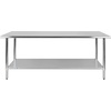 image:imageFlash Furniture 48x24 in Stainless Steel Prep Table  NSF Certified 18 Gauge Galvanized Steel Adjustable Undershelf30 x 72 without Backsplash