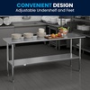 image:imageFlash Furniture 48x24 in Stainless Steel Prep Table  NSF Certified 18 Gauge Galvanized Steel Adjustable Undershelf30 x 72 without Backsplash