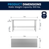 image:imageFlash Furniture 48x24 in Stainless Steel Prep Table  NSF Certified 18 Gauge Galvanized Steel Adjustable Undershelf30 x 72 without Backsplash