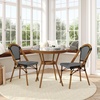 image:imageFlash Furniture Bordeaux IndoorOutdoor Commercial Bistro Set  Tempered Glass Top Table  2 Chairs  PE Rattan  NAT Bamboo Print Aluminum Frame  BlackWhiteBlack  White RattanNatural Frame