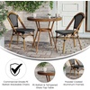 image:imageFlash Furniture Bordeaux IndoorOutdoor Commercial Bistro Set  Tempered Glass Top Table  2 Chairs  PE Rattan  NAT Bamboo Print Aluminum Frame  BlackWhiteBlack  White RattanNatural Frame