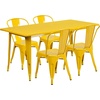 image:imageFlash Furniture Commercial Grade 315 x 63 Rectangular Yellow Metal IndoorOutdoor Table Set with 4 Stack ChairsYellow