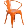 image:imageFlash Furniture Conrad Commercial Grade 30 Round Black Metal IndoorOutdoor Table Set with 2 Arm ChairsOrange