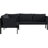 image:imageFlash Furniture Lea IndoorOutdoor Sectional with Cushions  Modern Steel Framed Chair with Dual Storage Pockets Black with Charcoal Cushions
