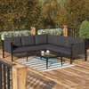 image:imageFlash Furniture Lea IndoorOutdoor Sectional with Cushions  Modern Steel Framed Chair with Dual Storage Pockets Black with Charcoal Cushions