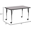image:imageFlash Furniture Mobile 30W x 72L Rectangular Oak Thermal Laminate Activity Table  Standard Height Adjustable LegsGrey