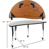 image:imageFlash Furniture Mobile 60 Half Circle Wave Collaborative Grey Thermal Laminate Activity Table  Standard Height Adjustable LegsGrey