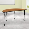 image:imageFlash Furniture Mobile 60 Half Circle Wave Collaborative Grey Thermal Laminate Activity Table  Standard Height Adjustable LegsOak