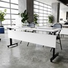 image:imageFlash Furniture Palmer Commercial Nesting Flip Training Table HeavyDuty Steel Frame and TLegs Modesty Panel 1 Thick Tabletop 72 x 24 White TopBlack Frame