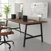 image:imageFlash Furniture Redmond Conference Table with AFrame Base Commercial Water and Scratch Resistant Laminate Finish PVC Edge Heavy Duty Steel Frame 72x36 Gray OakWalnut