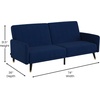 image:imageFlash Furniture Sophia Premium Split Back Sofa Futon  Navy Velvet Upholstery  Solid Wood Legs  Convertible Sleeper Couch for Small SpacesNavy