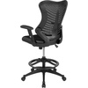 image:imageFlash Furniture Waylon High Back Designer Black Mesh Drafting Chair with LeatherSoft Sides and Adjustable Arms