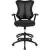 image:imageFlash Furniture Waylon High Back Designer Black Mesh Drafting Chair with LeatherSoft Sides and Adjustable Arms
