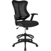 image:imageFlash Furniture Waylon High Back Designer Black Mesh Drafting Chair with LeatherSoft Sides and Adjustable Arms