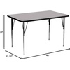 image:imageFlash Furniture Wren 30W x 48L Rectangular Grey Thermal Laminate Activity Table  Standard Height Adjustable LegsGrey