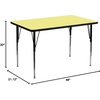 image:imageFlash Furniture Wren 30W x 48L Rectangular Grey Thermal Laminate Activity Table  Standard Height Adjustable LegsYellow