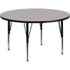 image:imageFlash Furniture Wren 60 Round Oak Thermal Laminate Activity Table  Height Adjustable Short LegsGrey