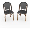 image:imageMartha Stewart Lily Pond IndoorOutdoor Stackable Aluminum Bistro Chair with Gray Woodgrain Frame Finish and WhiteGray Woven Rattan Backrest and SeatBlack  WhiteNatural Frame