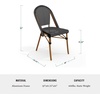 image:imageMartha Stewart Lily Pond IndoorOutdoor Stackable Aluminum Bistro Chair with Gray Woodgrain Frame Finish and WhiteGray Woven Rattan Backrest and SeatBlack  WhiteNatural Frame