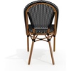 image:imageMartha Stewart Lily Pond IndoorOutdoor Stackable Aluminum Bistro Chair with Gray Woodgrain Frame Finish and WhiteGray Woven Rattan Backrest and SeatBlack  WhiteNatural Frame