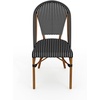 image:imageMartha Stewart Lily Pond IndoorOutdoor Stackable Aluminum Bistro Chair with Gray Woodgrain Frame Finish and WhiteGray Woven Rattan Backrest and SeatBlack  WhiteNatural Frame