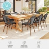 image:imageMartha Stewart Lily Pond IndoorOutdoor Stackable Aluminum Bistro Chair with Gray Woodgrain Frame Finish and WhiteGray Woven Rattan Backrest and SeatBlack  WhiteNatural Frame