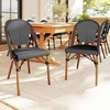 image:imageMartha Stewart Lily Pond IndoorOutdoor Stackable Aluminum Bistro Chair with Gray Woodgrain Frame Finish and WhiteGray Woven Rattan Backrest and SeatBlack  WhiteNatural Frame