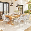 image:imageMartha Stewart Lily Pond IndoorOutdoor Stackable Aluminum Bistro Chair with Gray Woodgrain Frame Finish and WhiteGray Woven Rattan Backrest and SeatGray  WhiteGray Frame