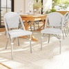 image:imageMartha Stewart Lily Pond IndoorOutdoor Stackable Aluminum Bistro Chair with Gray Woodgrain Frame Finish and WhiteGray Woven Rattan Backrest and SeatGray  WhiteGray Frame