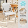 image:imageMartha Stewart Lily Pond IndoorOutdoor Stackable Aluminum Bistro Chair with Gray Woodgrain Frame Finish and WhiteGray Woven Rattan Backrest and SeatGray  WhiteGray Frame
