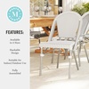 image:imageMartha Stewart Lily Pond IndoorOutdoor Stackable Aluminum Bistro Chair with Gray Woodgrain Frame Finish and WhiteGray Woven Rattan Backrest and SeatGray  WhiteGray Frame