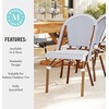 image:imageMartha Stewart Lily Pond IndoorOutdoor Stackable Aluminum Bistro Chair with Gray Woodgrain Frame Finish and WhiteGray Woven Rattan Backrest and SeatNavy  WhiteNatural Frame