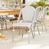 image:imageMartha Stewart Lily Pond IndoorOutdoor Stackable Aluminum Bistro Chair with Gray Woodgrain Frame Finish and WhiteGray Woven Rattan Backrest and SeatNavy  WhiteNatural Frame