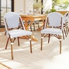 image:imageMartha Stewart Lily Pond IndoorOutdoor Stackable Aluminum Bistro Chair with Gray Woodgrain Frame Finish and WhiteGray Woven Rattan Backrest and SeatNavy  WhiteNatural Frame
