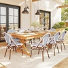 image:imageMartha Stewart Lily Pond IndoorOutdoor Stackable Aluminum Bistro Chair with Gray Woodgrain Frame Finish and WhiteGray Woven Rattan Backrest and SeatNavy  WhiteNatural Frame