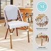 image:imageMartha Stewart Lily Pond IndoorOutdoor Stackable Aluminum Bistro Chair with Gray Woodgrain Frame Finish and WhiteGray Woven Rattan Backrest and SeatNavy  WhiteNatural Frame