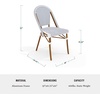 image:imageMartha Stewart Lily Pond IndoorOutdoor Stackable Aluminum Bistro Chair with Gray Woodgrain Frame Finish and WhiteGray Woven Rattan Backrest and SeatNavy  WhiteNatural Frame