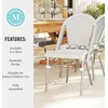 image:imageMartha Stewart Lily Pond IndoorOutdoor Stackable Aluminum Bistro Chair with Gray Woodgrain Frame Finish and WhiteGray Woven Rattan Backrest and SeatNavy  WhiteNatural Frame