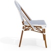 image:imageMartha Stewart Lily Pond IndoorOutdoor Stackable Aluminum Bistro Chair with Gray Woodgrain Frame Finish and WhiteGray Woven Rattan Backrest and SeatNavy  WhiteNatural Frame