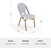 image:imageMartha Stewart Lily Pond IndoorOutdoor Stackable Aluminum Bistro Chair with Gray Woodgrain Frame Finish and WhiteGray Woven Rattan Backrest and SeatNavy  WhiteNatural Frame