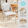 image:imageMartha Stewart Lily Pond IndoorOutdoor Stackable Aluminum Bistro Chair with Gray Woodgrain Frame Finish and WhiteGray Woven Rattan Backrest and SeatNavy  WhiteNatural Frame