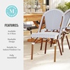 image:imageMartha Stewart Lily Pond IndoorOutdoor Stackable Aluminum Bistro Chair with Gray Woodgrain Frame Finish and WhiteGray Woven Rattan Backrest and SeatNavy  WhiteNatural Frame