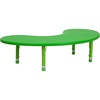 image:imageFlash Furniture 35W x 65L HalfMoon Red Plastic Height Adjustable Activity TableGreen