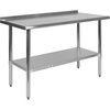 image:imageFlash Furniture 48x24 in Stainless Steel Prep Table  NSF Certified 18 Gauge Galvanized Steel Adjustable Undershelf24 x 48 with Backsplash