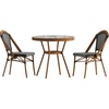 image:imageFlash Furniture Bordeaux IndoorOutdoor Commercial Bistro Set  Tempered Glass Top Table  2 Chairs  PE Rattan  NAT Bamboo Print Aluminum Frame  BlackWhiteBlack  White RattanNatural Frame