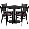 image:imageFlash Furniture Clark 36 Square Black Laminate Table Set with 4 Grid Back Metal Chairs  Mahogany Wood Seat