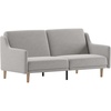 image:imageFlash Furniture Delphine Convertible Split Back Sofa Futon  Gray Faux Linen Upholstery  Solid Wood Legs  Curved Armrests  Sleeper Couch for Small SpacesGrey