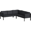 image:imageFlash Furniture Lea IndoorOutdoor Sectional with Cushions  Modern Steel Framed Chair with Dual Storage Pockets Black with Charcoal Cushions